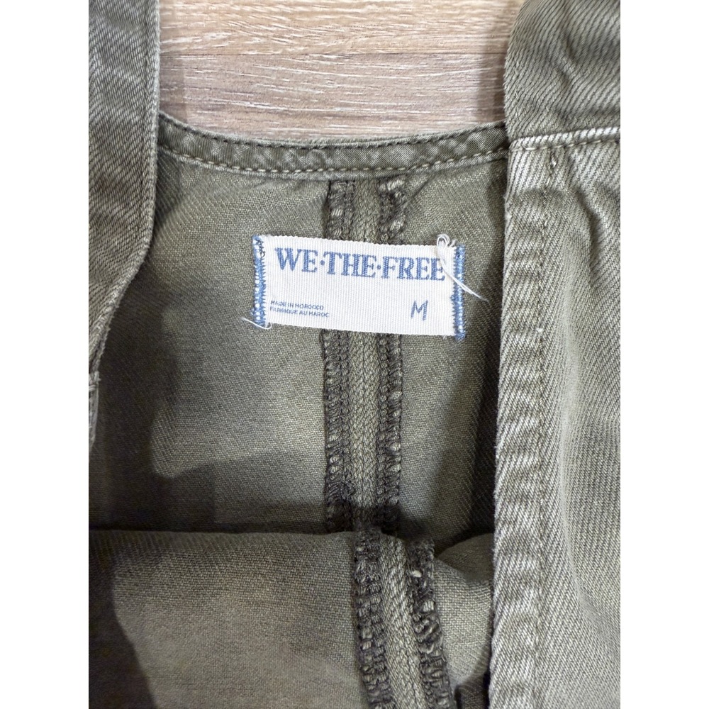We The Free Free People Olive Green Cotton Twill Slouchy Overalls Jumpsuit M - Picture 4 of 8